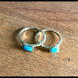 Turquoise Stone and Gold Stackable Rings